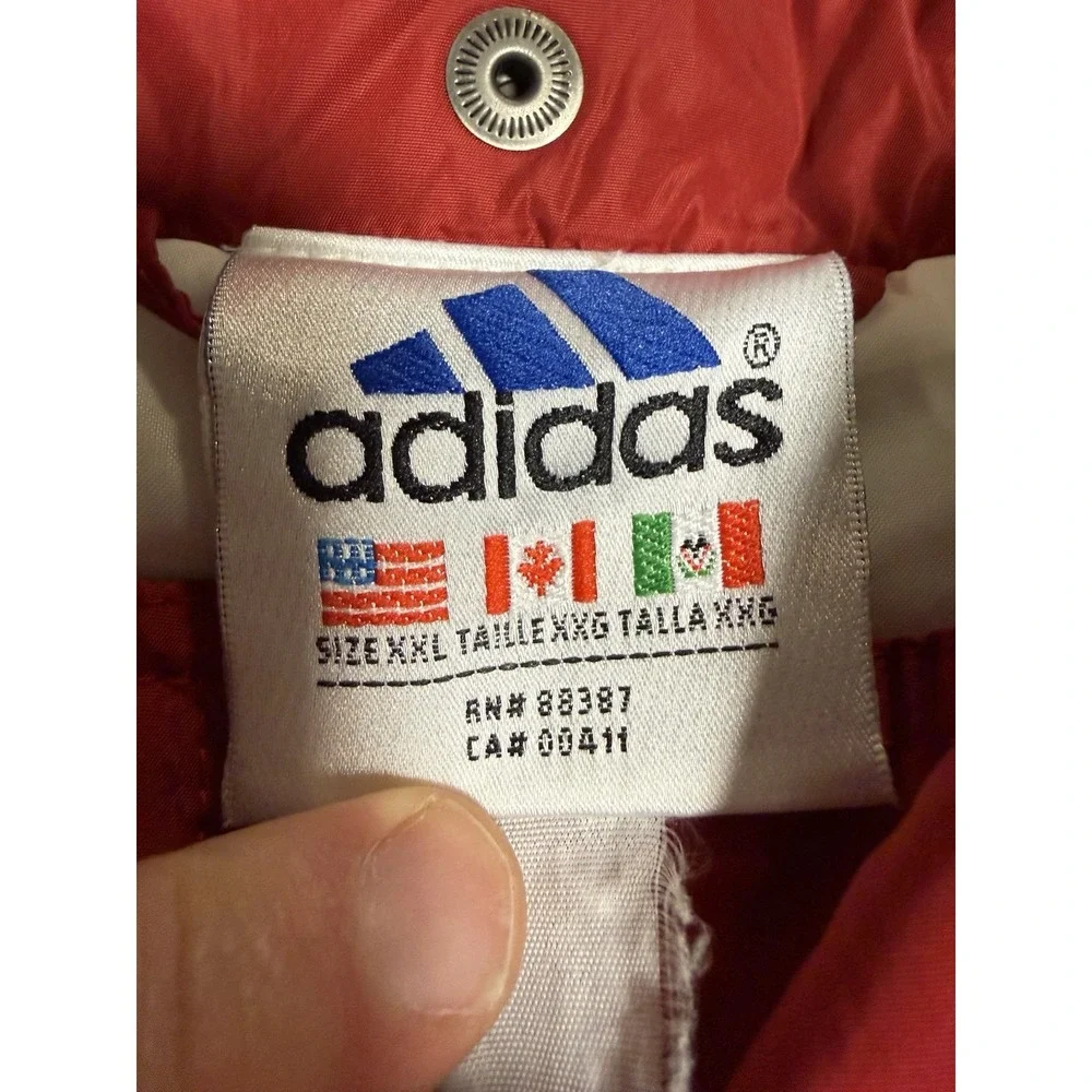 Vintage 90s Adidas Reversible Red Gray Full Zip Up‎ Jacket Men's Size 2xl